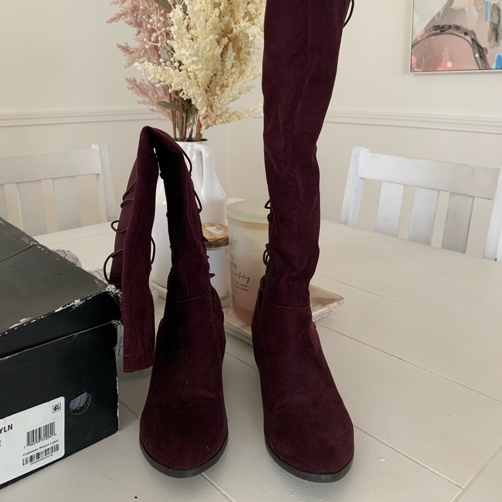 Material Girl Knee- high zip up boots!